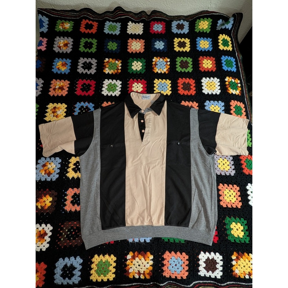 Windham Pointe Shirt Men's Black Beige Striped Size XL - Picture 2 of 7